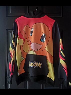 Pokemon Charmander Pullover Hoodie in Orange, Black and Yellow